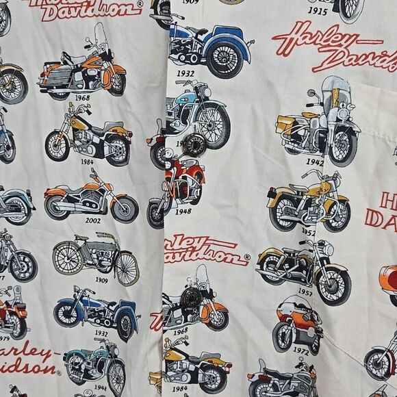 Harley Davidson Shirt Button Down Geometric Pattern Era Medium - Picture 3 of 11